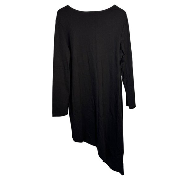 Bryn Walker Black Knit Dress Tunic Trapeze XL Asymmetric long sleeve - Picture 3 of 7